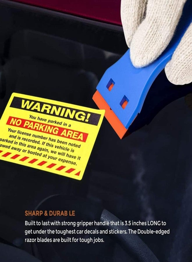 KBZONE Cleaning Scraper Remover for Stickers,Plastic Scraper,Double Edged Plastic Razor Blade(10PCS) Scraper,Scraping Labels and Decals Sticker from Glass,Windshields,Auto Window Tint Vinyl Tool Application - Image 3
